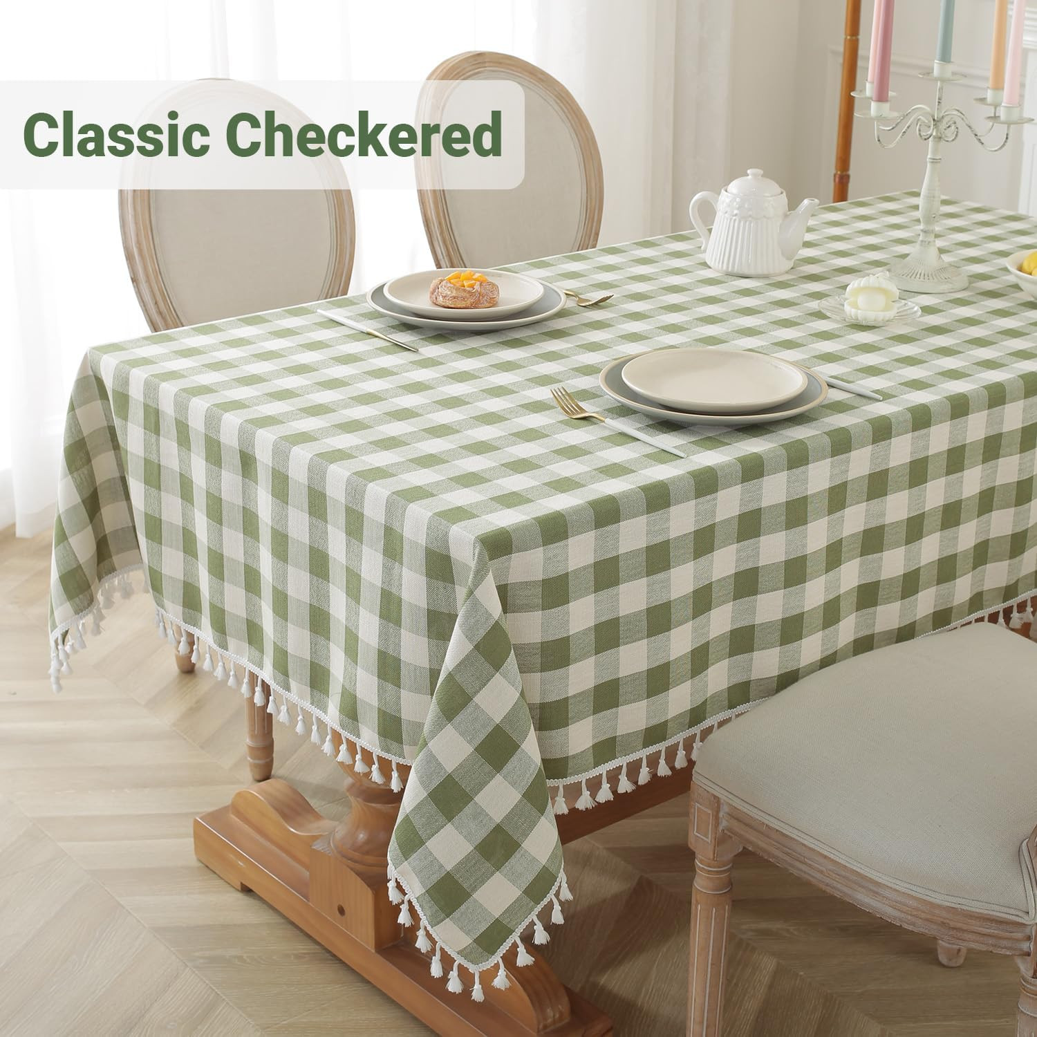 Laolitou Spring Checkered Tablecloth Rectangle Washable Heavy Duty Buffalo Plaid Table Cloth with... | Amazon (US)