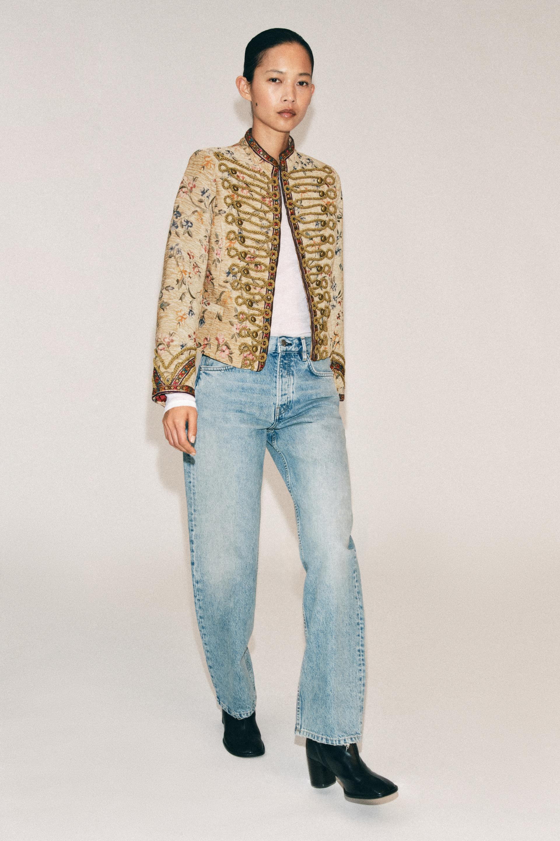 Zara - Embroidered Frog Fastening Jacket Zw Collection - Multicolored - M - Woman | Zara US