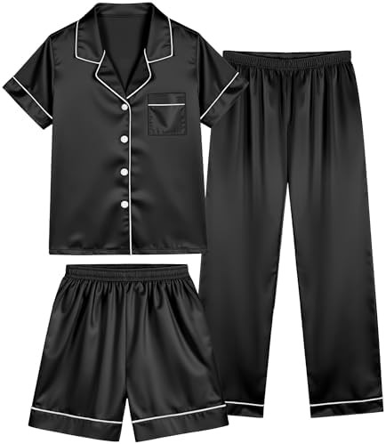 HONGTEYA 3 Piece Girls Clothes Sets, Silk Satin Teens Outfit Size 8-15 Years | Amazon (US)