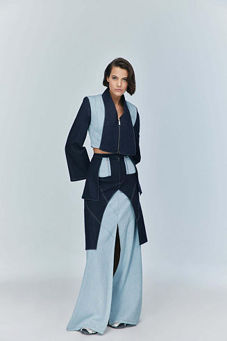 Jendue Women's Monte Maxi Denim Skirt - Two-Tone Design - Macy's | Macy's