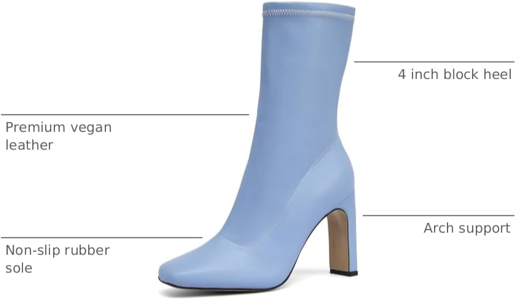 NEWBELLA Women's Classic Square Toe Heeled Boots - Side Zipper Vegan Leather Booties with Non-Sli... | Amazon (US)