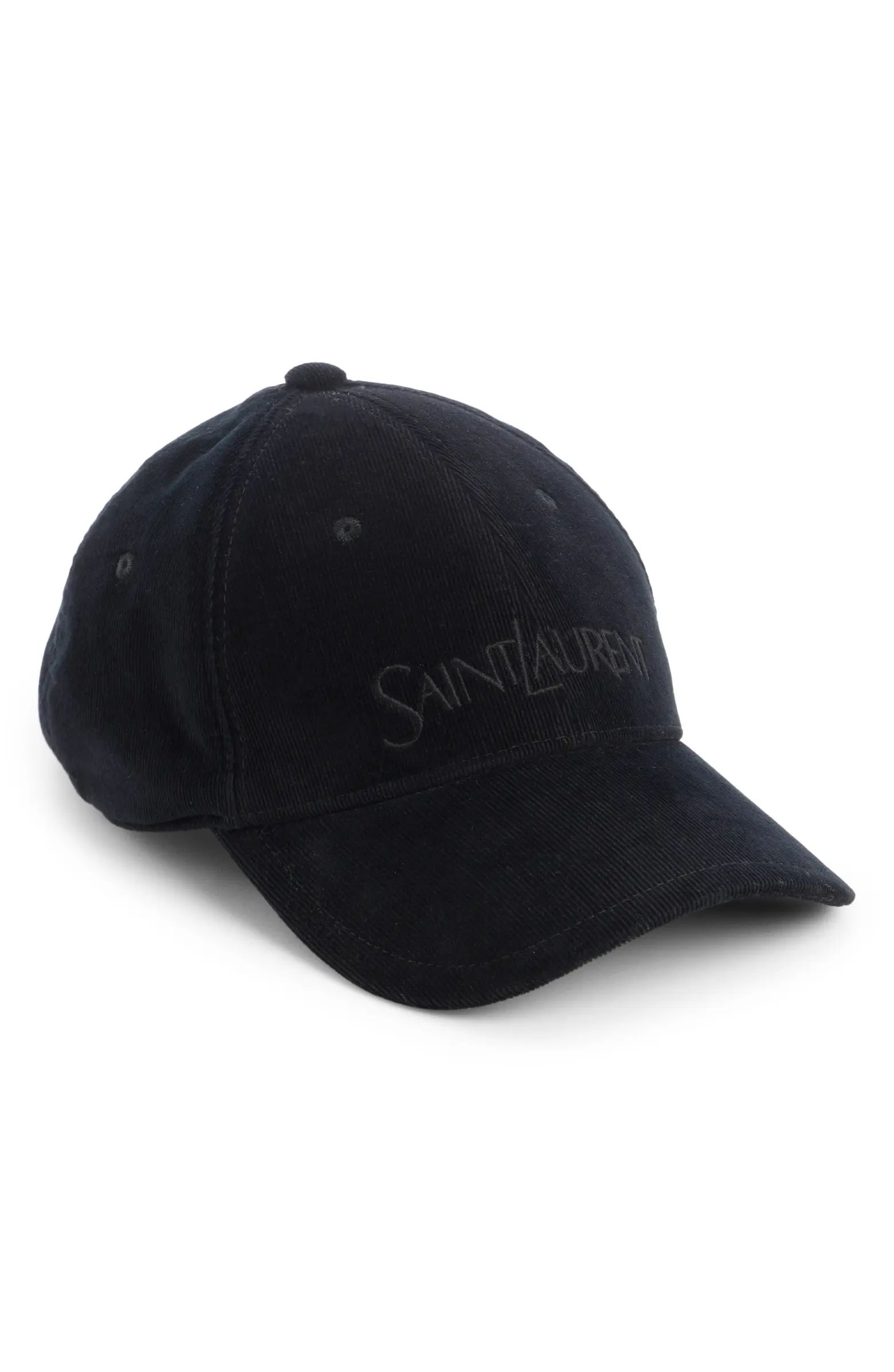 Saint Laurent Logo Embroidered Corduroy Baseball Cap | Nordstrom | Nordstrom