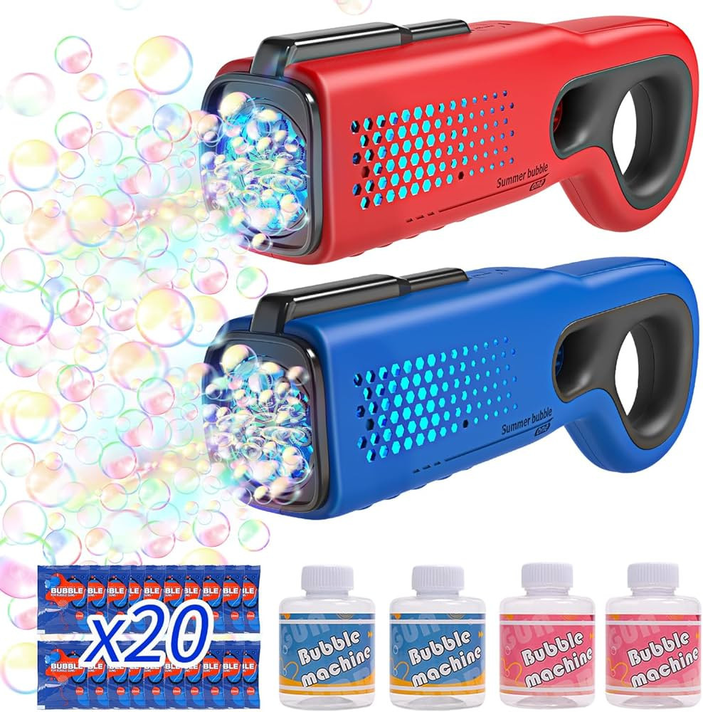 EagleStone 2 Bubble Guns Machine for Toddlers, 8 Hole Light Up Bubble Maker with 4 Refill Solutio... | Amazon (US)