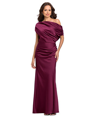 Women's Long Double Satin One-Shoulder Column Gown | Macy's