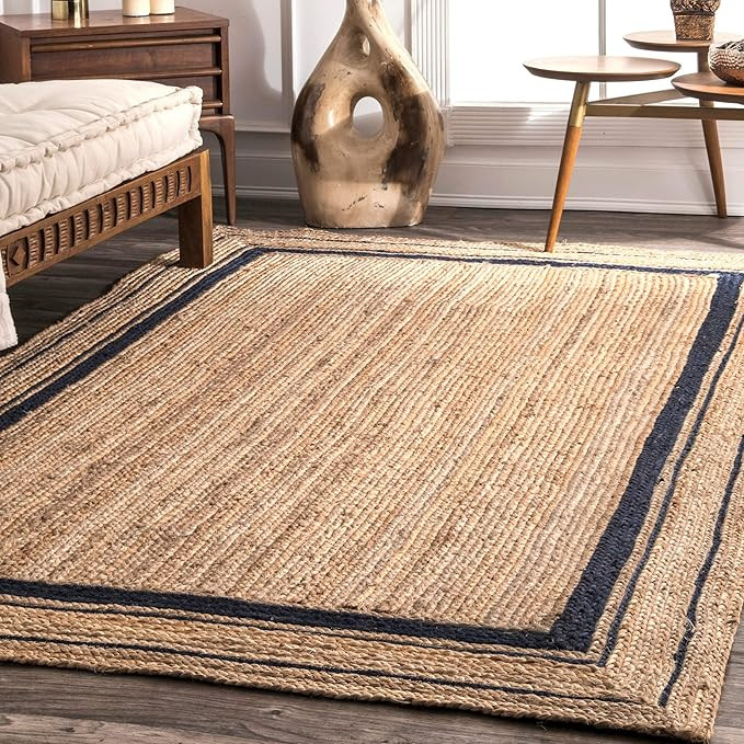 nuLOOM Rikki Coastal Braided Jute Area Rug, 6' x 9', Navy | Amazon (US)