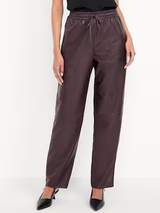 High-Waisted Billie Faux-Leather Ankle Trouser | Old Navy (US)