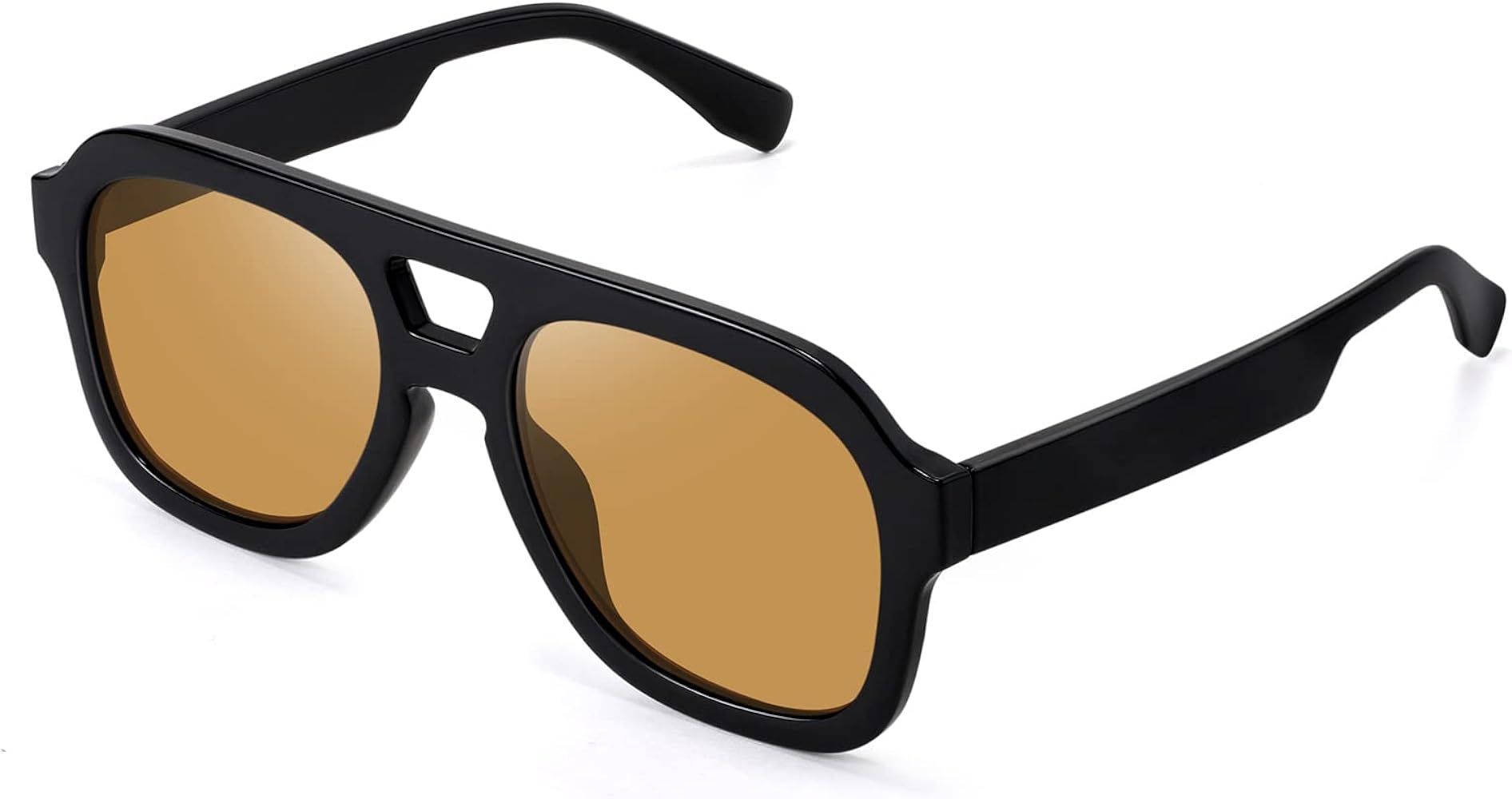 FEISEDY Vintage Pilot Sunglasses Double Bridge Women Men Large Square Thick Frame Trendy Eyewear ... | Amazon (US)