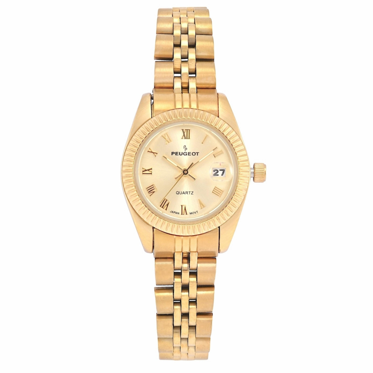 Peugeot Women's Gold-Tone 25mm Fluted Bezel Steel Bracelet Watch with Gold Dial - Gold | Macy's