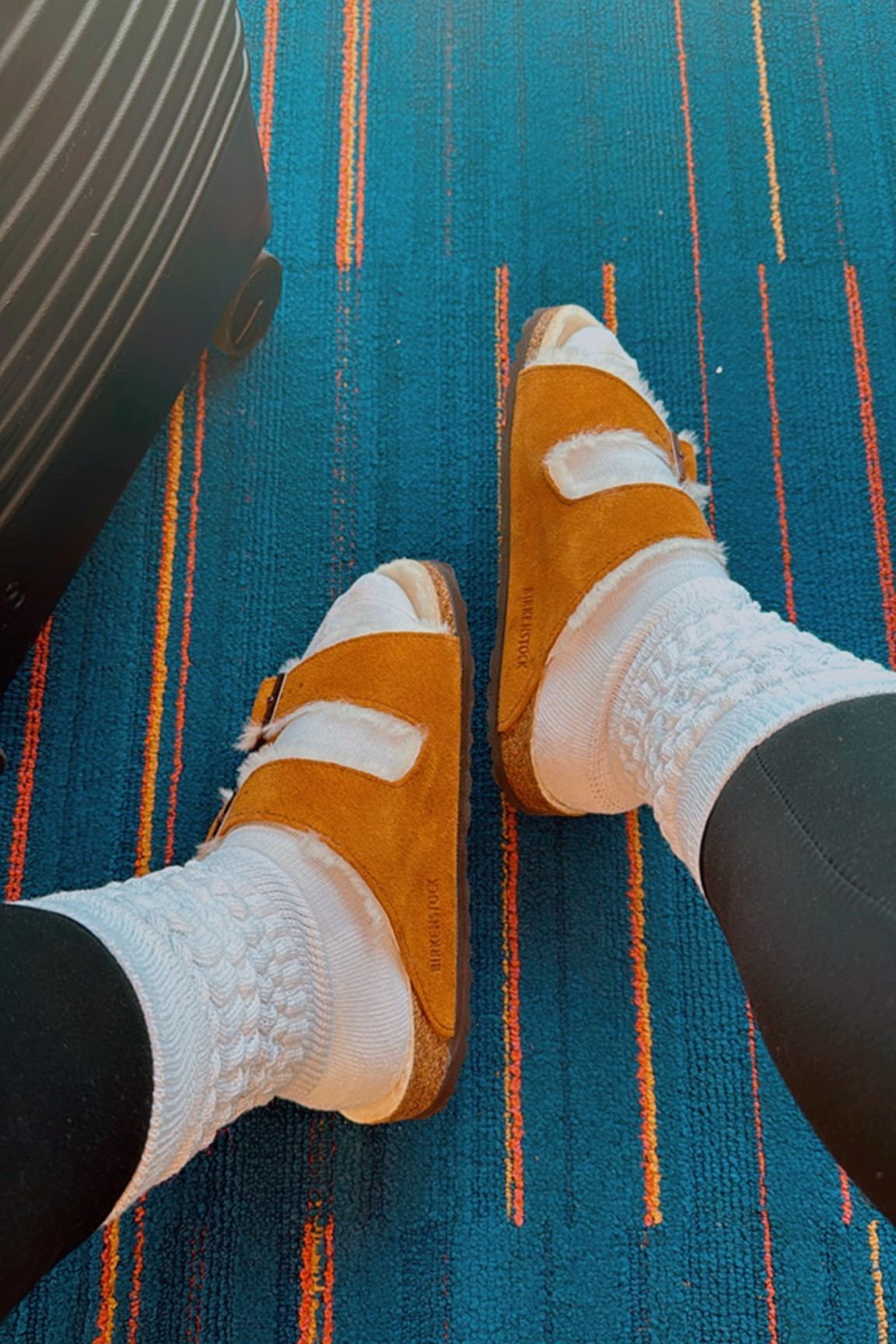 Comfy Cozy Shearling Birkenstock are one of my favorite for travel. 