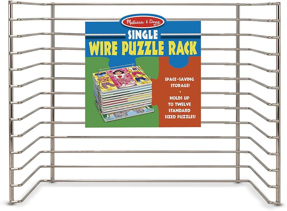 Melissa & Doug Puzzle Storage Rack - Wire Rack Holds 12 Puzzles - Puzzle Rack Organizer, Puzzle H... | Amazon (US)