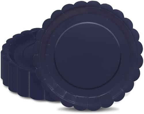 40Pcs Navy Blue Paper Plates 7 Inch Disposable Scalloped Dessert Platter for 4th of July Independ... | Amazon (US)