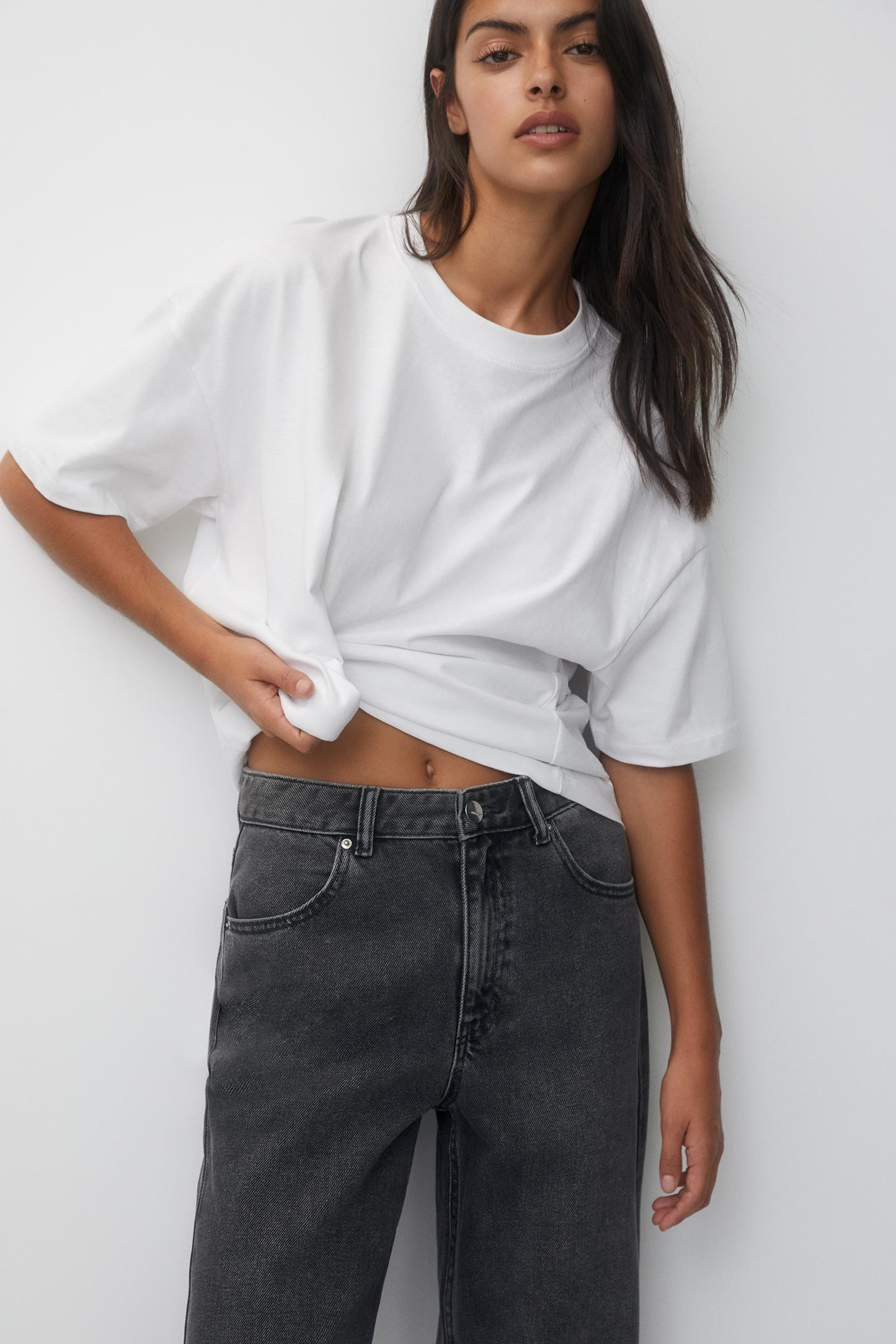 High-waist wide-leg jeans | PULL and BEAR UK