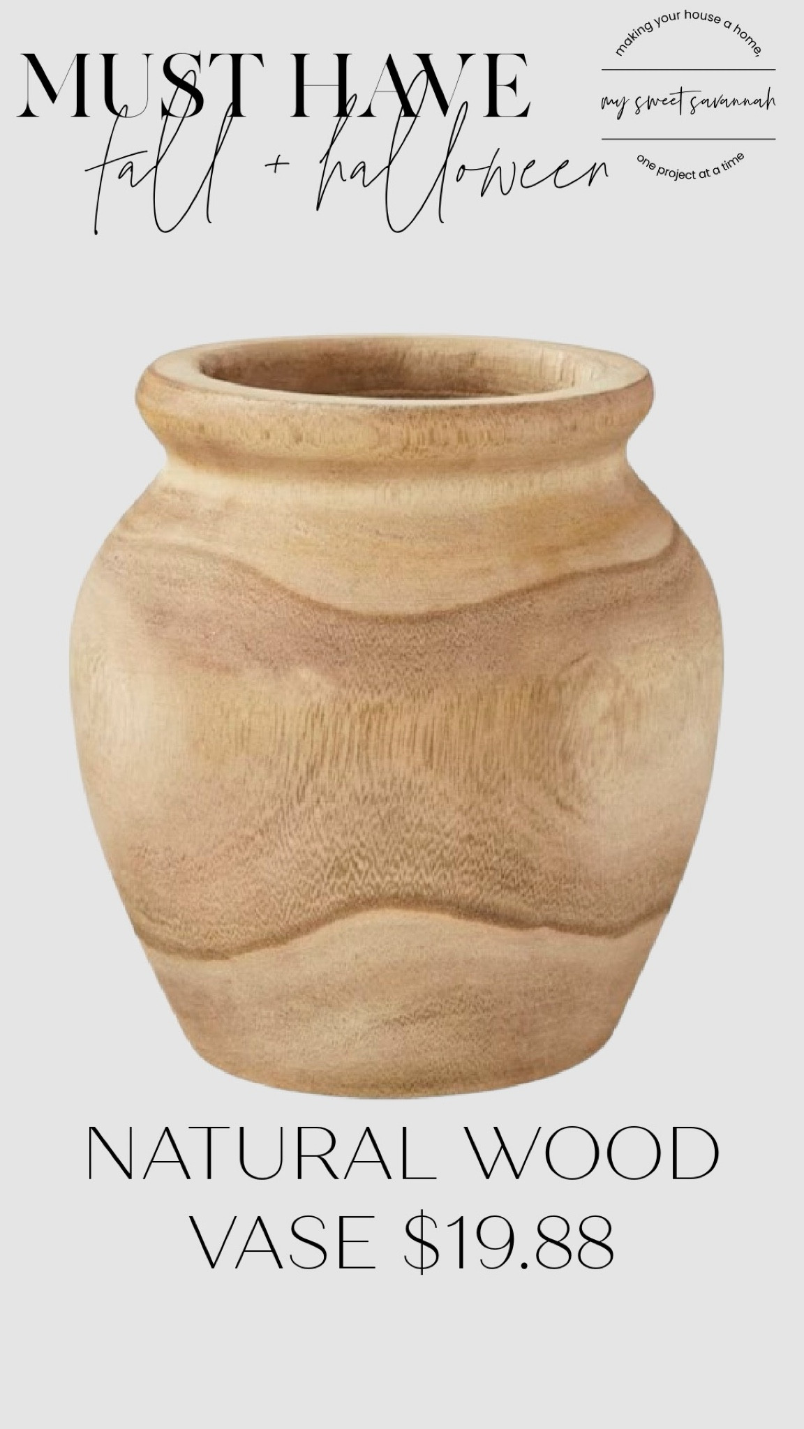 This under $20 natural wood vase from Walmart has a high-end designer look without the price tag! Its warm, natural tones make it the perfect piece to add texture and style to your fall decor. Tap to shop this affordable, must-have vase! #WalmartFinds #DesignerDupe #FallDecor #LTKHome

#LTKHome #LTKStyleTip #LTKFindsUnder50