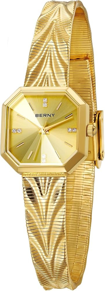 BERNY Vintage Gold Watches for Women, Octagonal Dainty Women's Wrist Watch, Ladies Analog Quartz ... | Amazon (US)