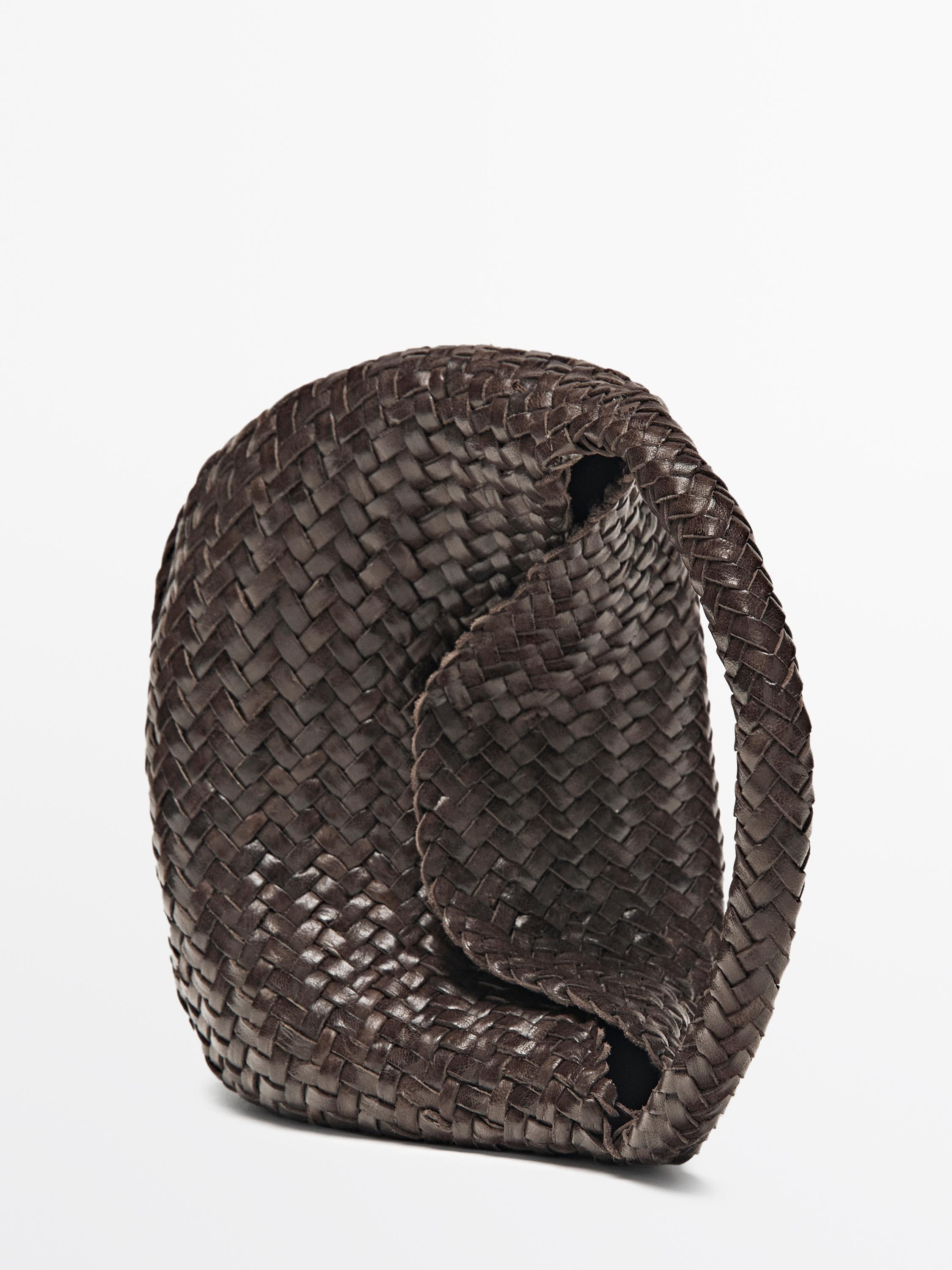 Nappa leather braided mini bag · Brown, Khaki, Cream, Black · Bagsâ Andâ Backpacks | Massimo ... | Massimo Dutti US