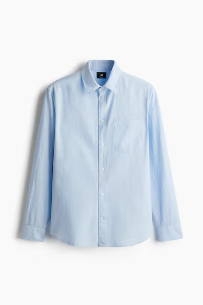 H & M - Regular Fit Linen-blend shirt - Blue | H&M (UK, MY, IN, SG, PH, TW, HK)