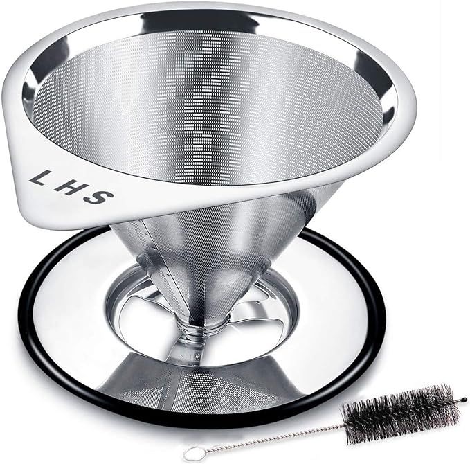 Pour Over Coffee Dripper, Coffee Filter Cone Reusable Paperless Stainless Steel Coffee Filter Sin... | Amazon (US)