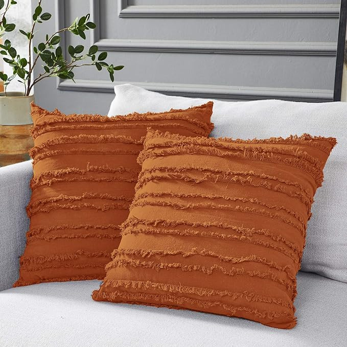 Longhui bedding Burnt Orange Throw Pillow Covers for Couch Sofa Bed, Cotton Linen Decorative Pill... | Amazon (US)