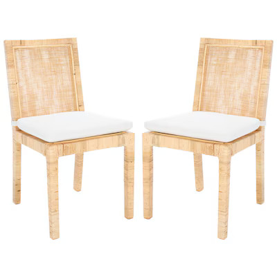Safavieh  Tojo Coastal Linen Dining Side Chair (Rattan Frame) | Lowe's