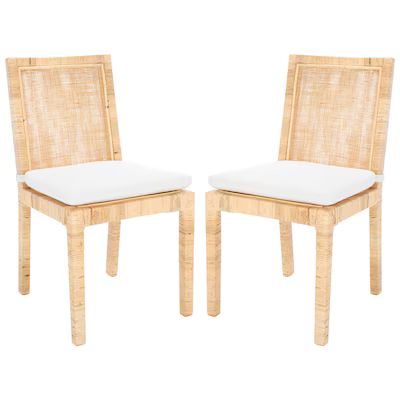 Safavieh  Tojo Coastal Linen Dining Side Chair (Rattan Frame) | Lowe's