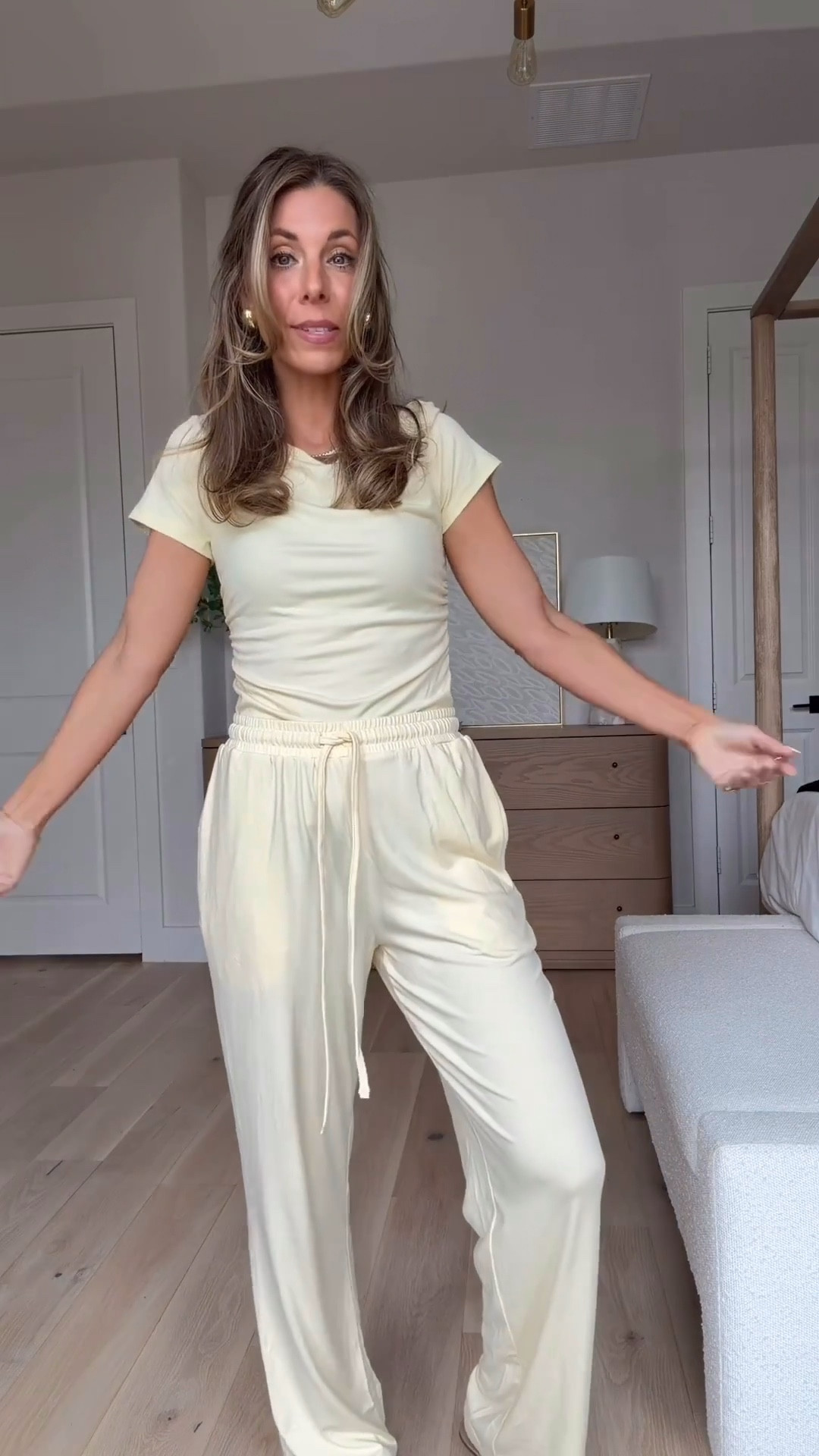 The cutest butter yellow Amazon set that I have in so many styles! The material is so soft and stretchy and I just love these matching sets for around the house and I even wear them out too! Wearing size small 




#LTKgrwm #LTKdayinmylife #LTKmomlife