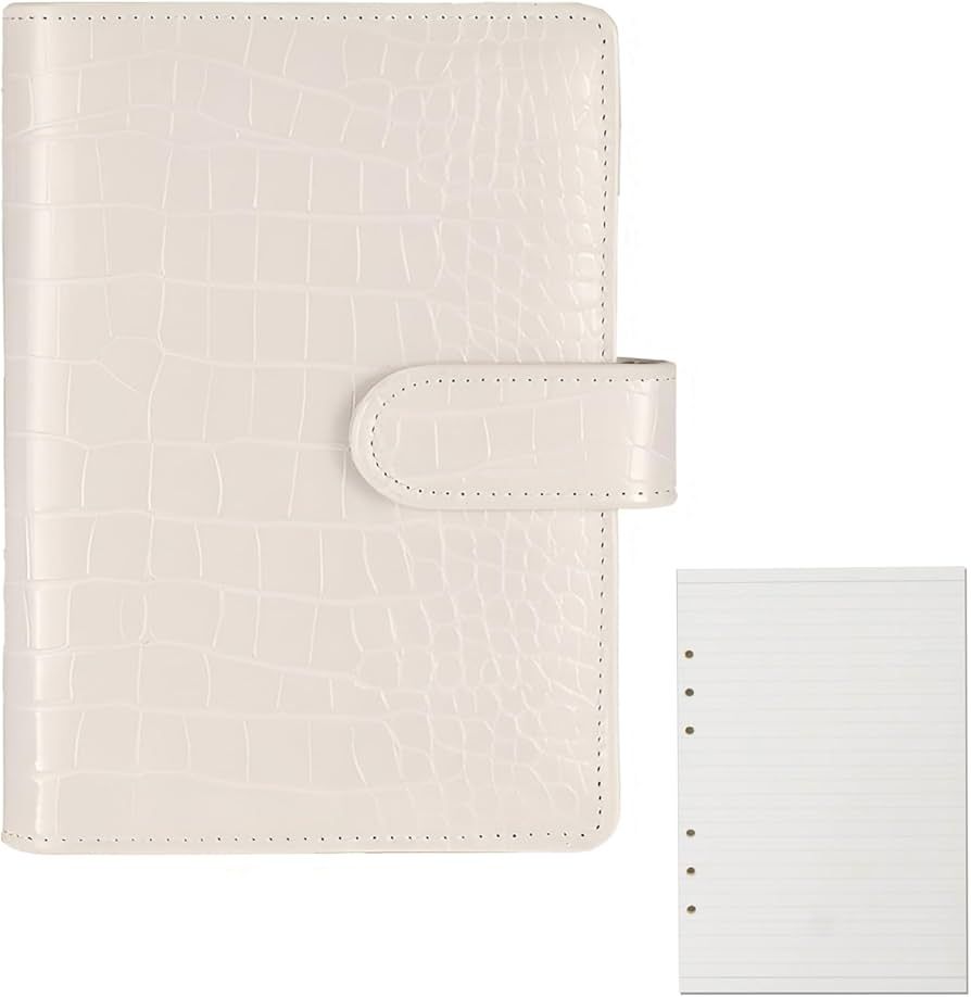 A5 Leather 6 Ring Binder - Crocodile Pattern Planner Cover Refillable with 90 Lined Sheets for Bu... | Amazon (US)