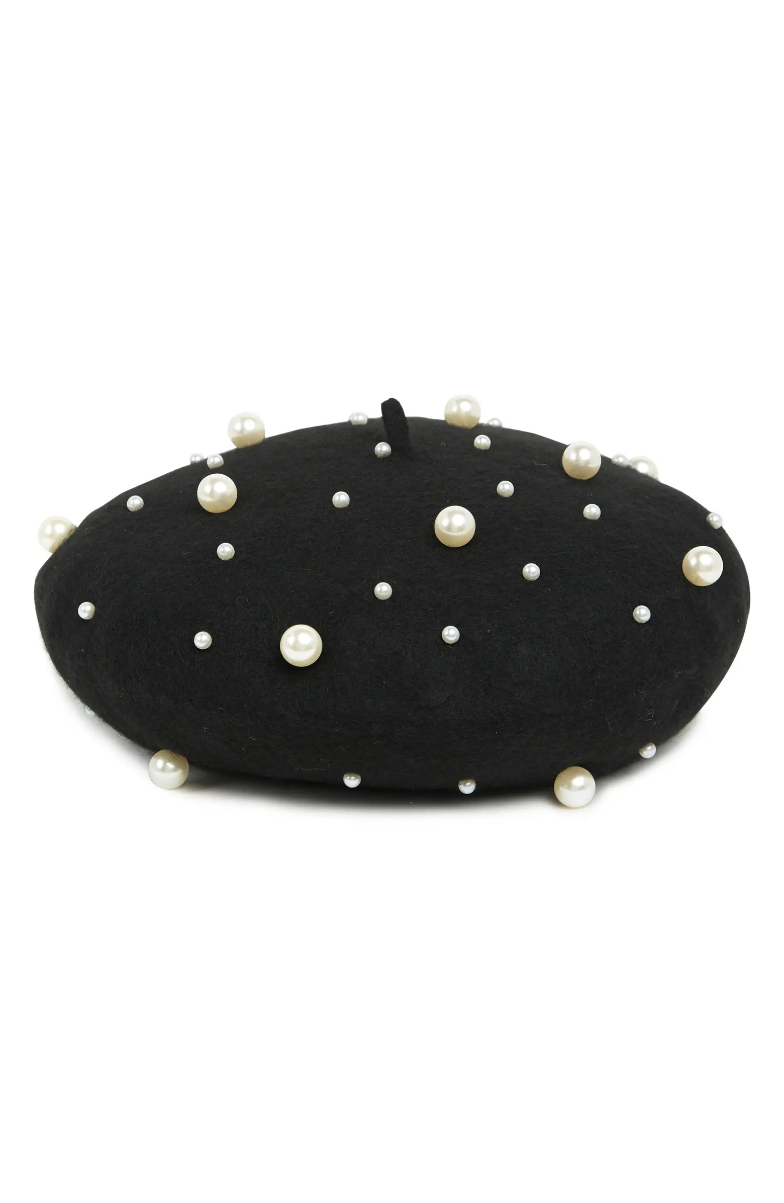 Imitation Pearl Wool Blend Beret | Nordstrom