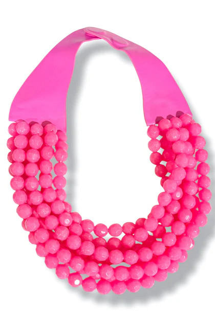 Carla Fuchsia Faceted Bead Statement Necklace | The Willow Tree