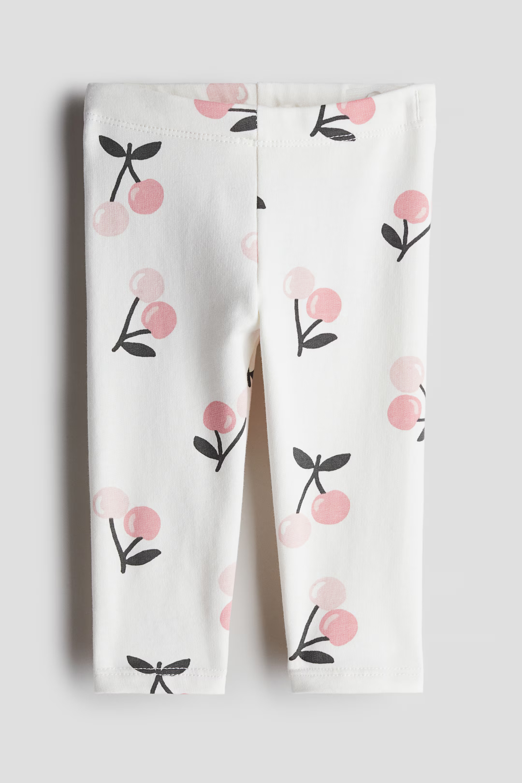 Cotton Leggings - Regular waist - Long - White/cherries - Kids | H&M US | H&M (US + CA)