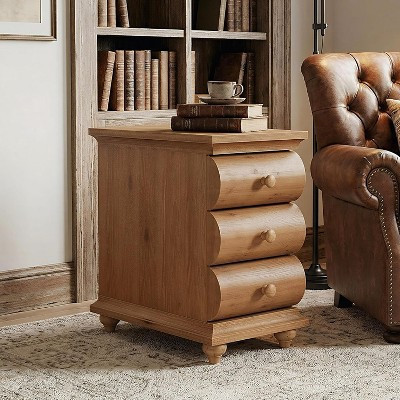 Lantine Solid Wood End Table, 3 Drawers Narrow Sofa Side Table with Finished Back for Living Room, Small Spce, Brown | Target