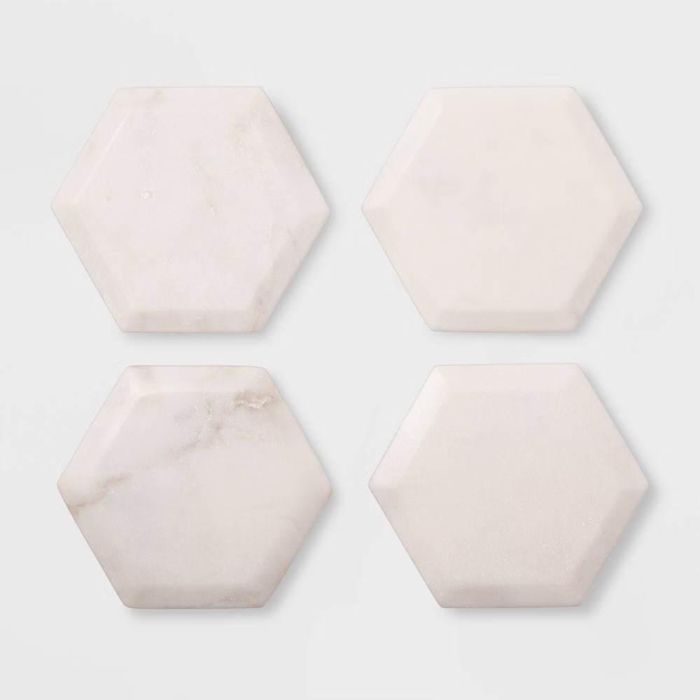 4pk Marble Hexagonal Coasters Natural - Threshold™ | Target