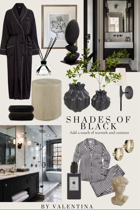 Shades of Black, Home Inspiration, Home Decor, Striped Pajamas, Satin Robe, Vase, Sculpture

#LTKSeasonal #LTKhome #LTKstyletip