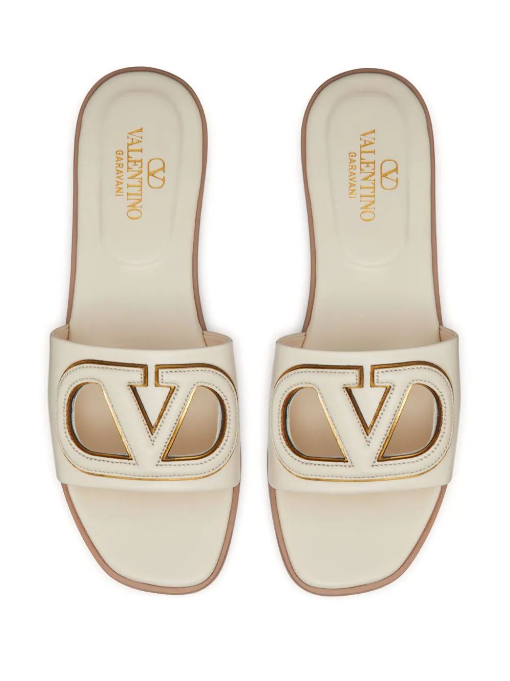 Valentino Garavani VLogo Signature Flat Leather Sandals - Farfetch | Farfetch Global