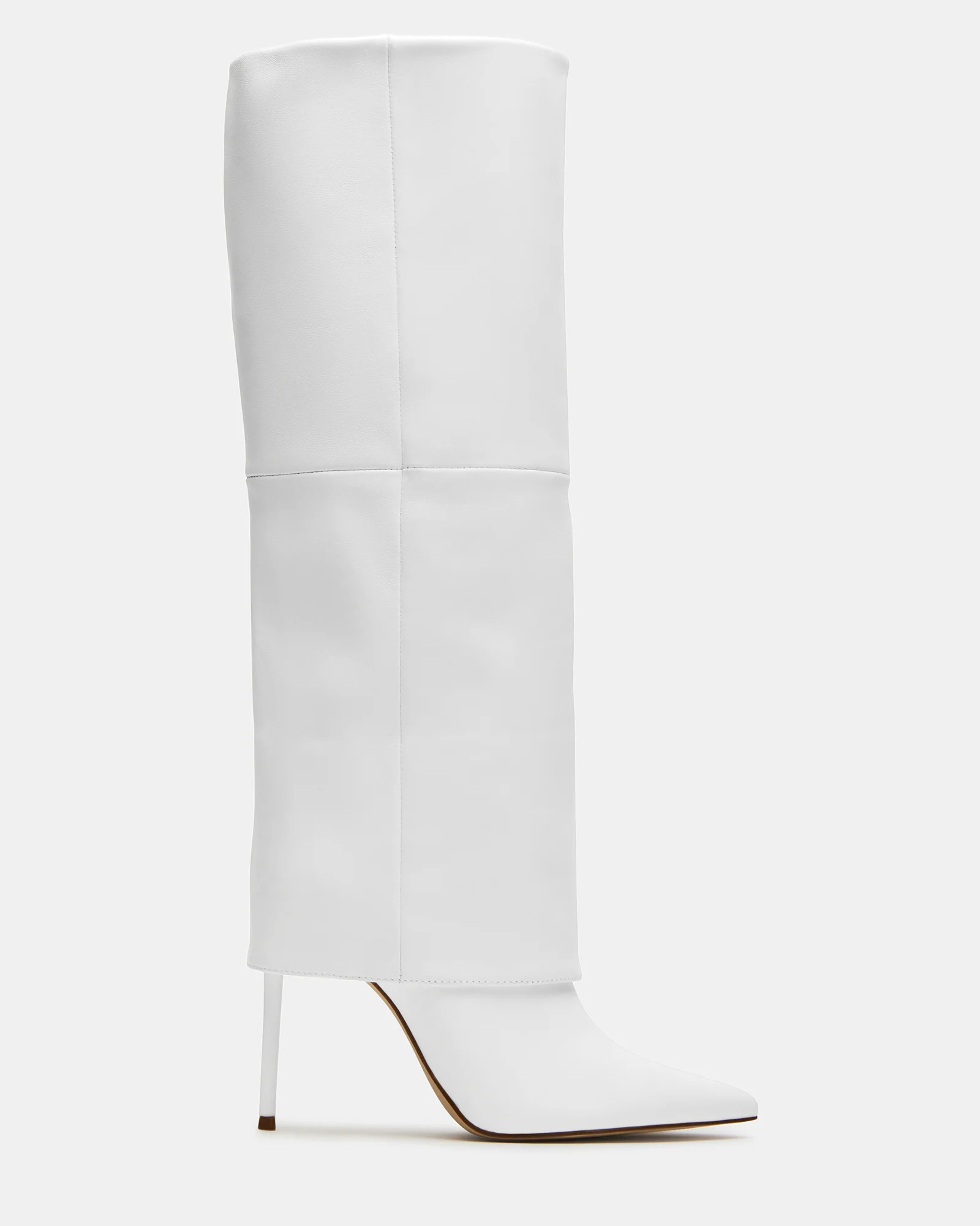 SMITH White Leather Cuffed Stiletto Boot | Women's Boots | Steve Madden (US)
