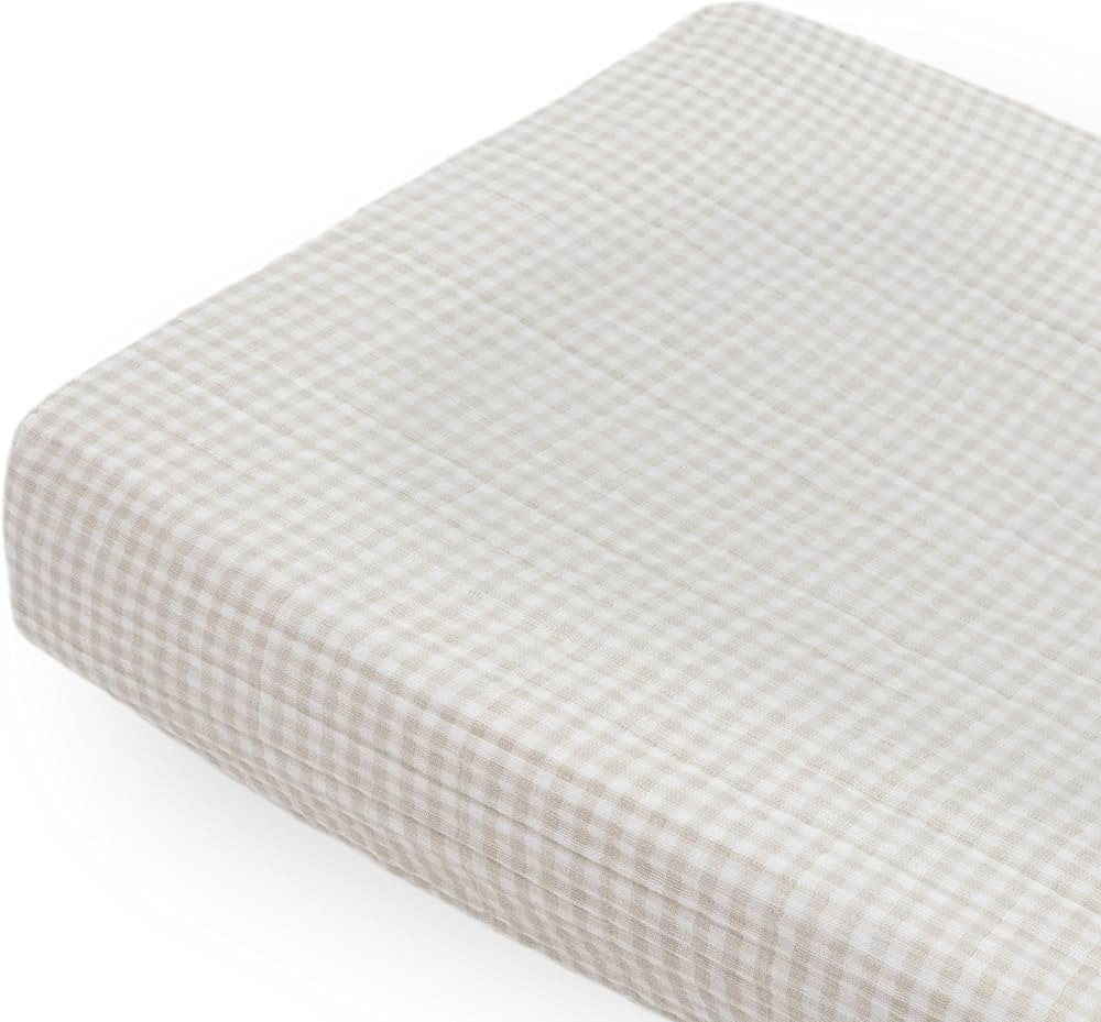 Little Unicorn – Tan Gingham Changing Pad Cover | 100% Cotton Muslin | Super Soft | Baby Diaper... | Amazon (US)