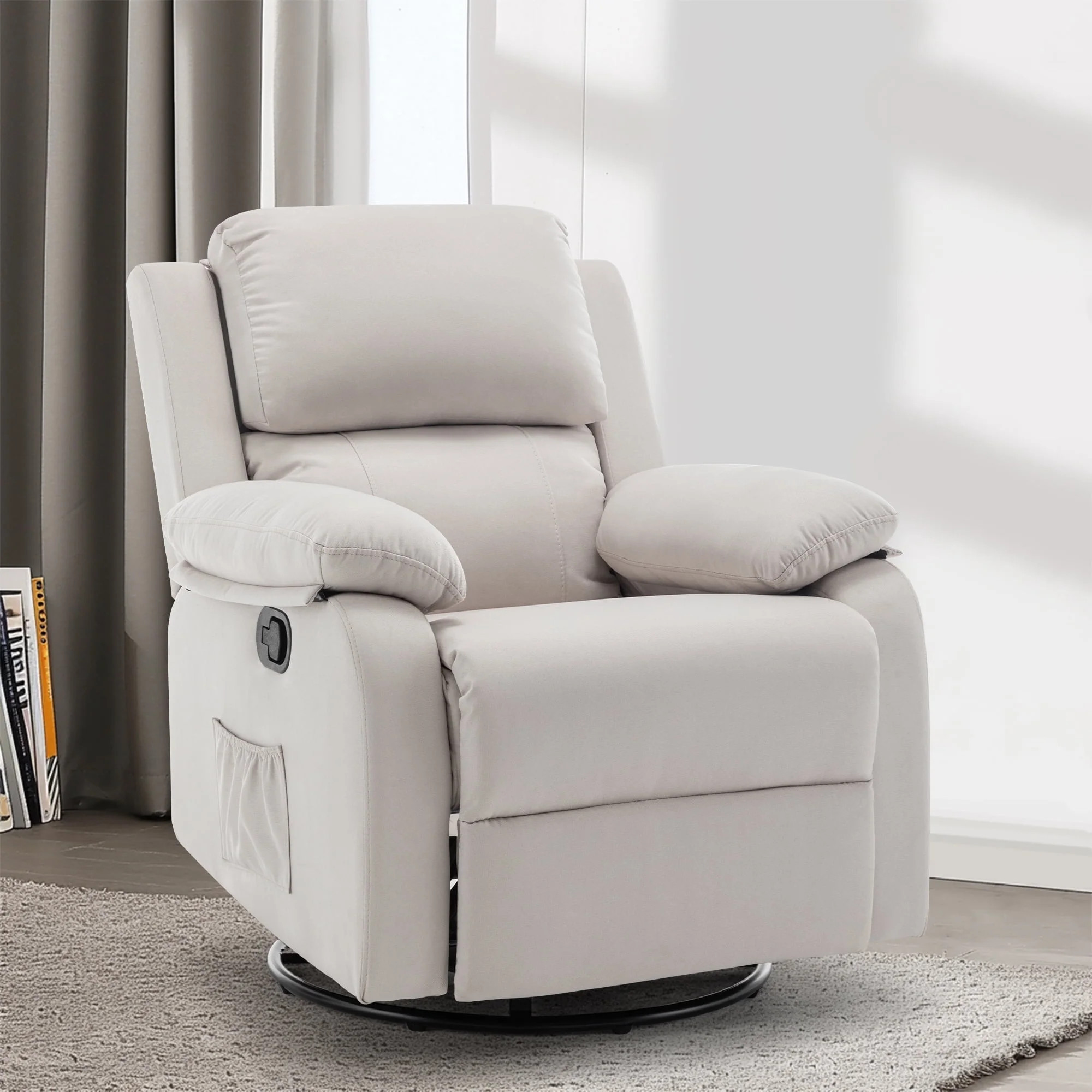 Korser Swivel Rocker Small Recliner Chair for Small Spaces for Living Room,Nursery,Beige | Walmart (US)
