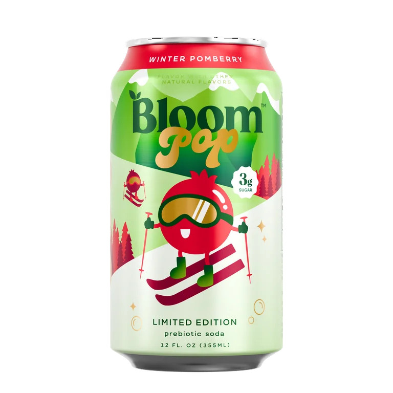 Bloom Nutrition Pop Prebiotic Soda, Winter Pomberry Limited Edition, 12 fl oz, Can | Walmart (US)