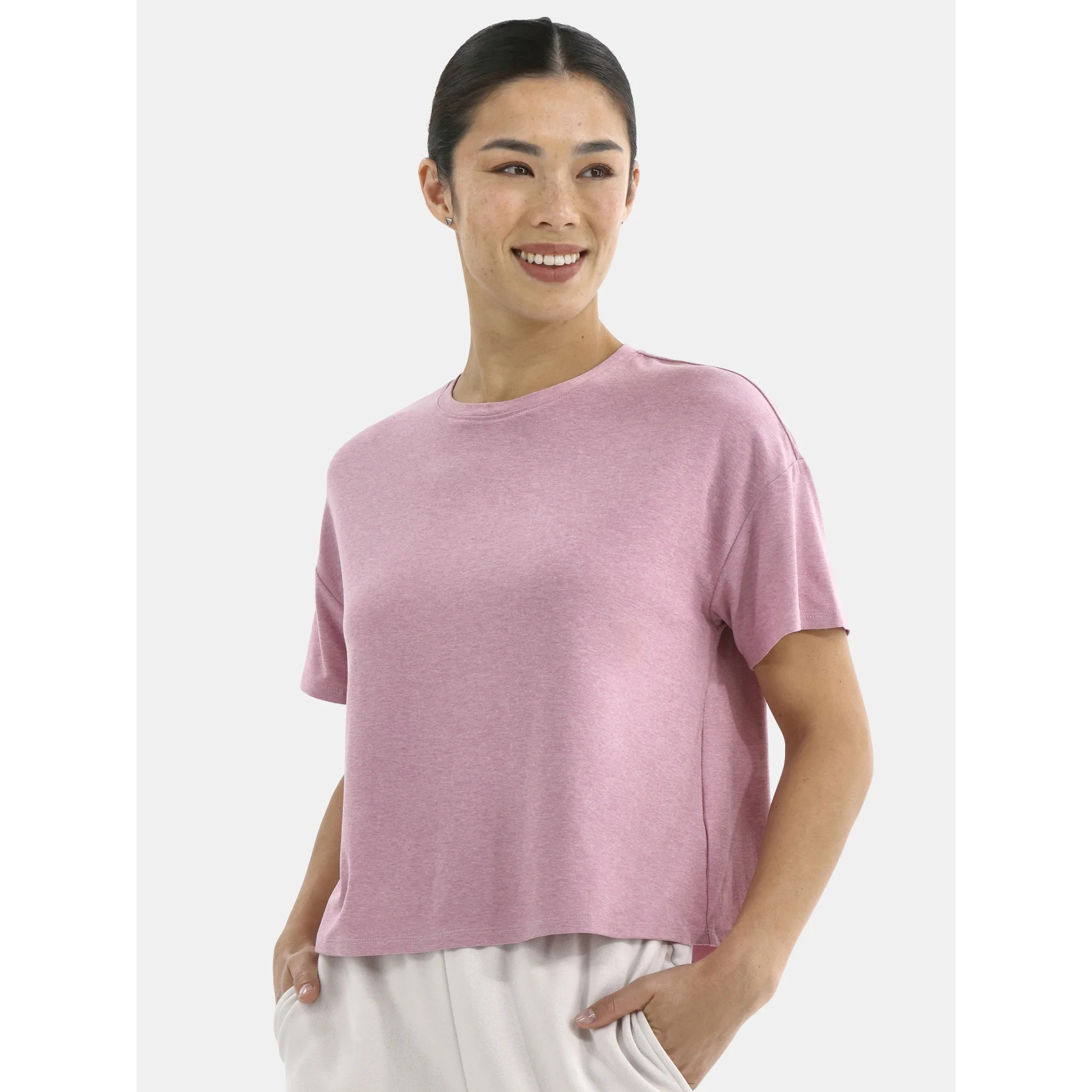 Athletic Works Women's ButterCore Cropped Tee with Short Sleeves, Sizes XS-XXXL | Walmart (US)