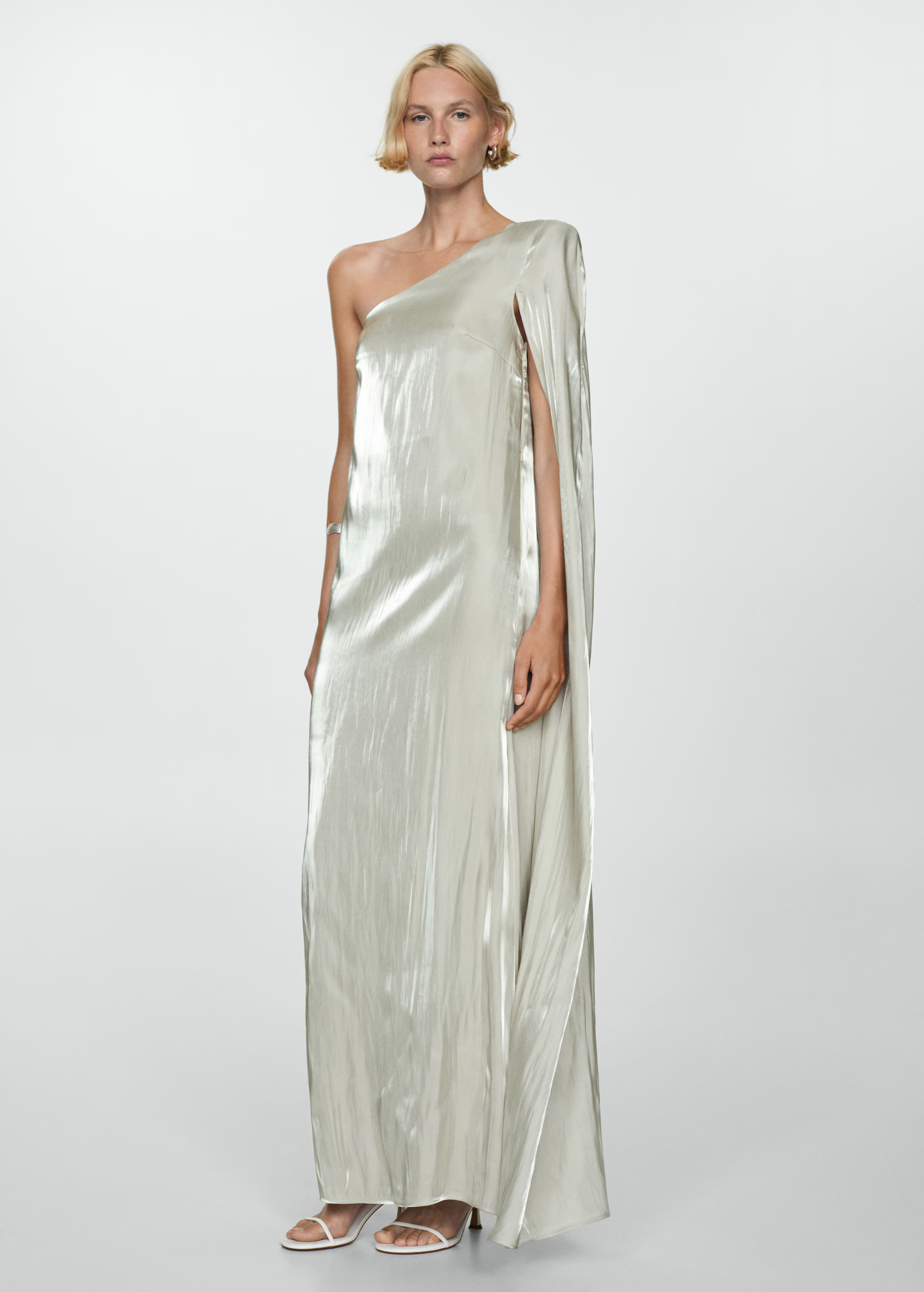 Asymmetrical satin dress - Woman | MANGO United Kingdom | MANGO (UK)