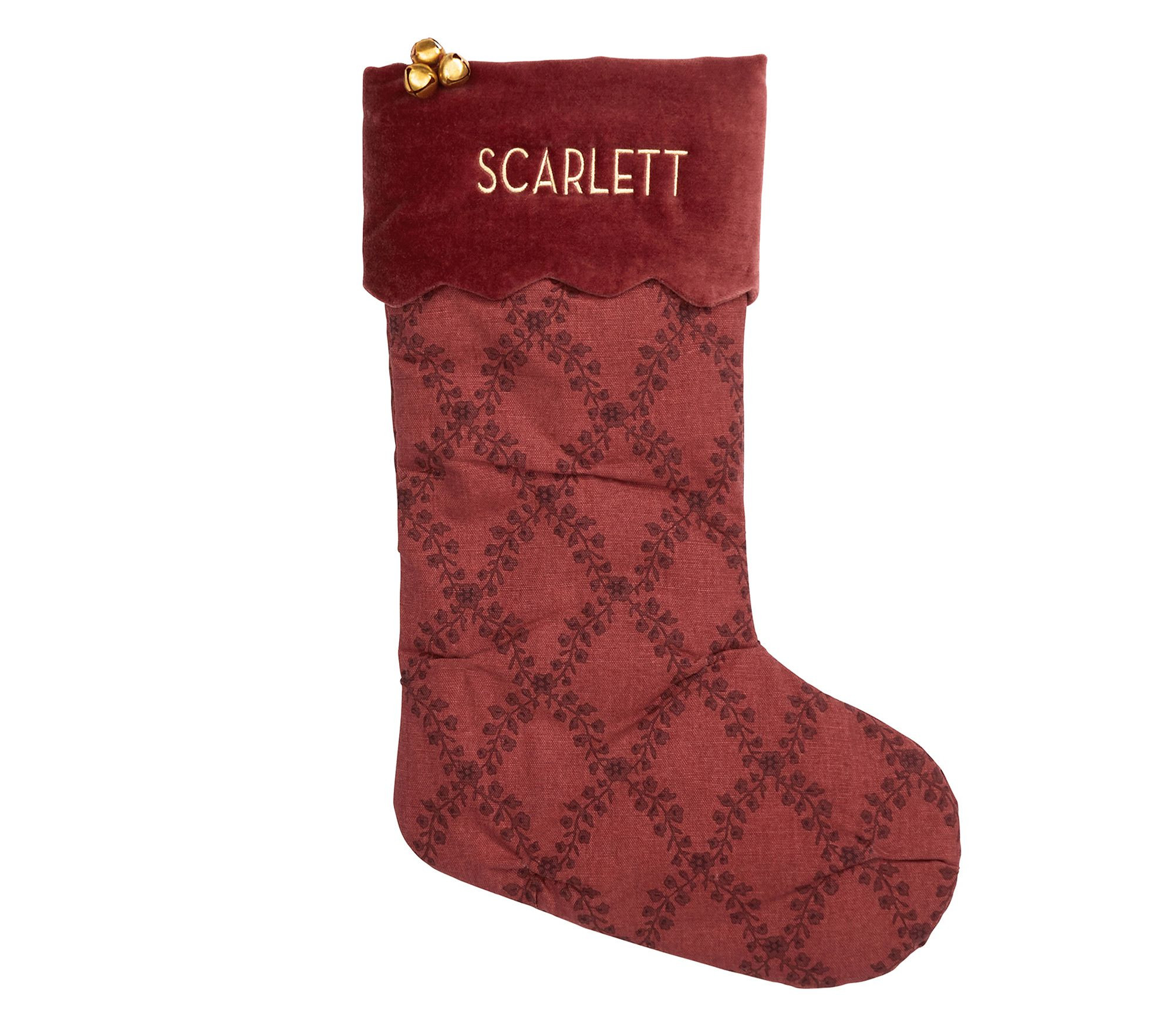 Chris Loves Julia Stocking, Red Lattice | Pottery Barn Kids