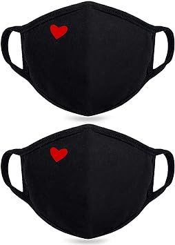2 Pack Cotton Face Cover- Unisex Cute Heart Mouth Cover- Reusable Dustproof Face Cover for Outdoo... | Amazon (US)