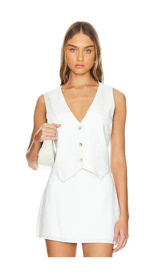 Vicky Vest in White Linen | Revolve Clothing (Global)