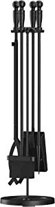 FireBeauty Fireplace Tools Set 5 Pieces Wrought Iron Fire Place Pit Poker Holder 31" H (Black) | Amazon (US)