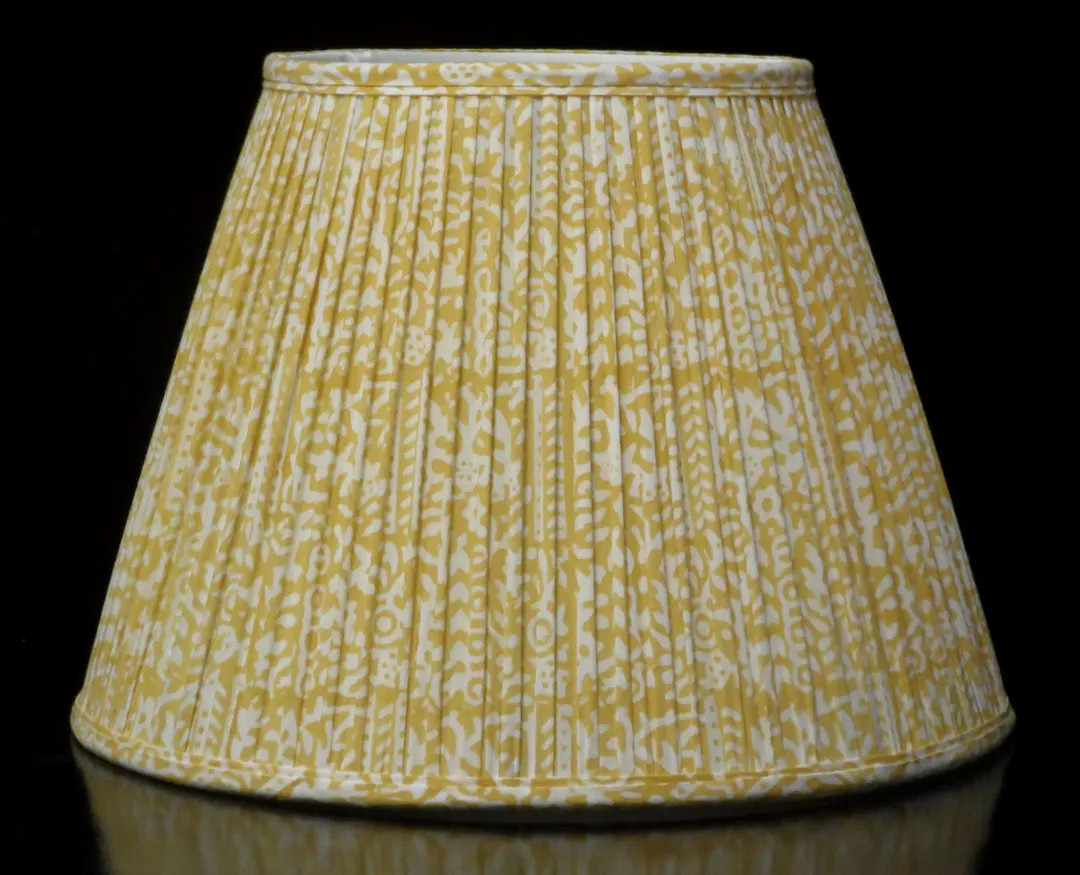16" Pleated Yellow on White Block Print Empire Lampshade - Etsy | Etsy (US)