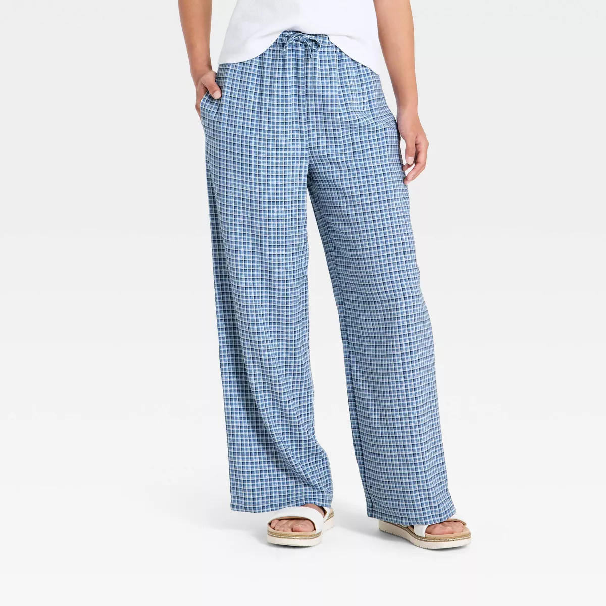 Girls' Pull-On Woven Plaid Pants - art class\u2122 Blue L | Target