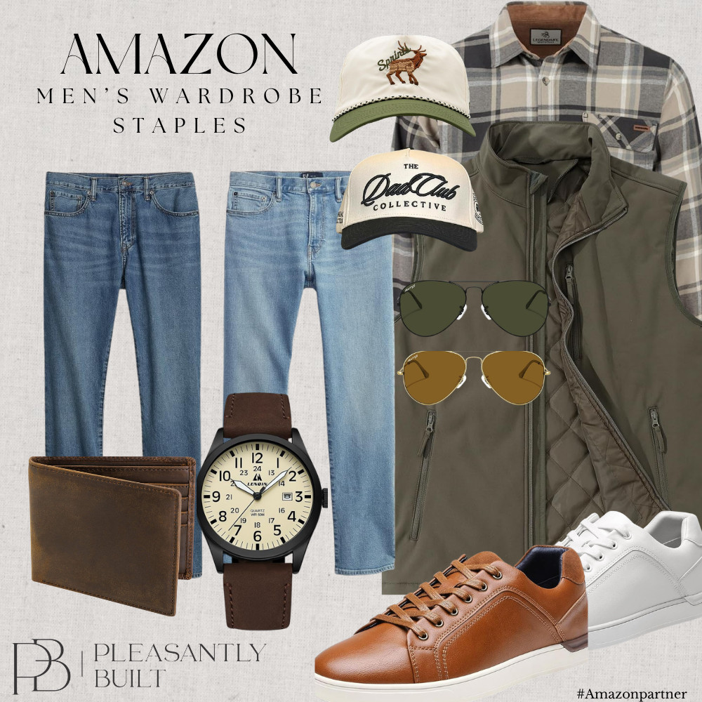 Classic layers + everyday essentials an easy look that always works 🤎 From the plaid flannel button-up and vest to the perfect pair of jeans and sneakers, these Amazon finds make getting dressed effortless. Finish the look with stylish sunglasses and a wallet you’ll actually want to carry. Everything is linked! 🛒

#MensFashion #MensStyle #MensOutfits #AmazonMensFashion #AmazonFinds #AmazonFashion #AmazonMensClothing #MensCasualStyle #CasualMensStyle #MensWardrobe #MensStyleGuide #FallMensFashion #FlannelStyle #MensLayering #EverydayStyle #MensShoes #MensSneakers #MensAccessories #AmazonStyle #AmazonMustHaves #MensFashionFinds #pleasantlybuilt 

 #LTKSeasonal #LTKTravel #LTKMens