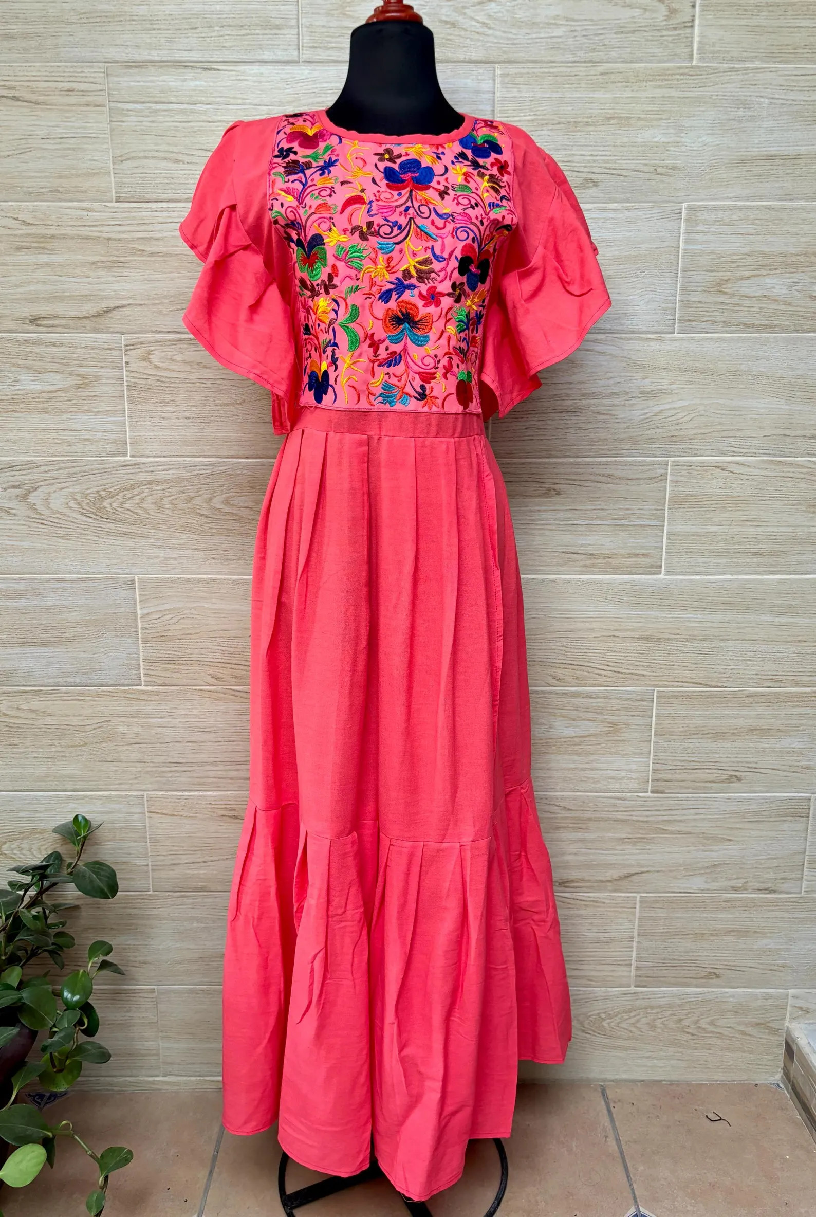 Mexican Long Dress, Embroidered Dress, Floral Dress, Ethnic Dress, Cotton Dress, Fresh Dress, Mex... | Etsy (US)