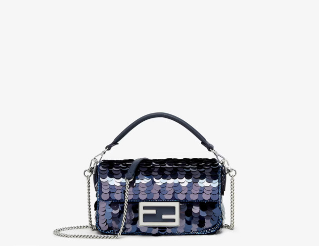 NWT FENDI Baguette Mini Blue Sequin Bag with Crossbody Strap  | eBay | eBay US