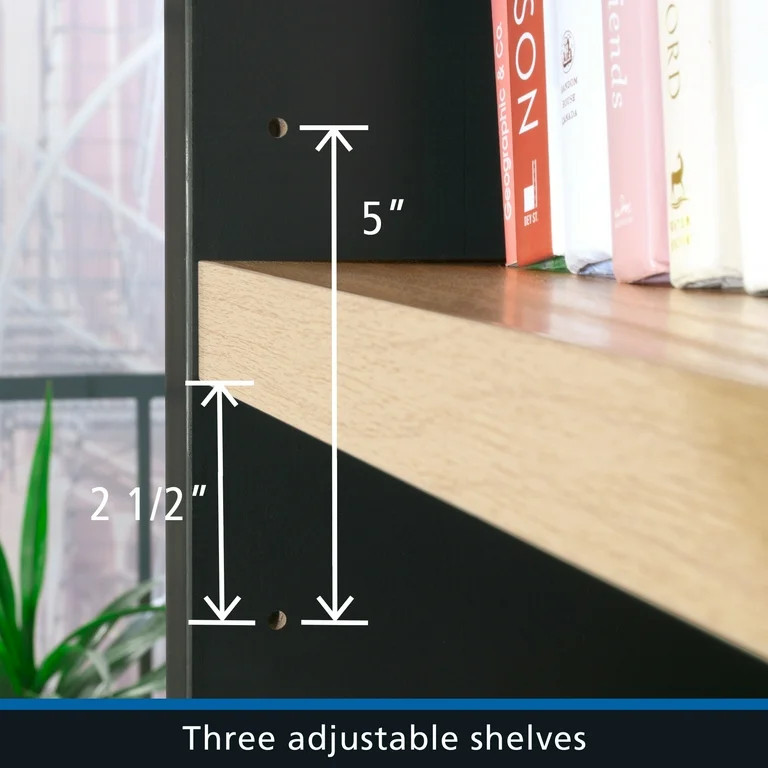 Mainstays 5 Shelf Westley Arch Bookcase, Black Finish | Walmart (US)