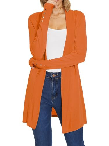 Women’s Open Front Long Orange Cardigan Sweaters Dressy Trendy L | Amazon (US)